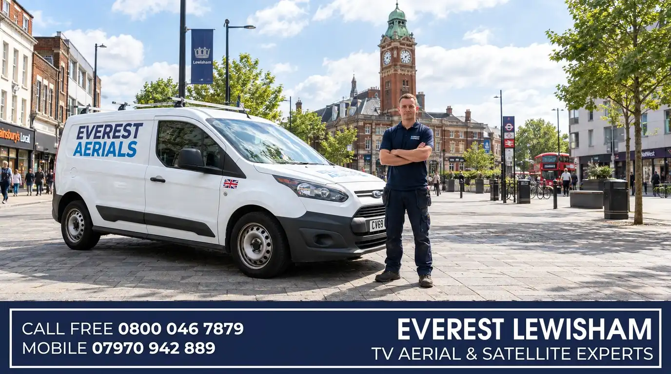 Everest Aerials van and engineer in Lewisham - TV aerial and satellite experts
