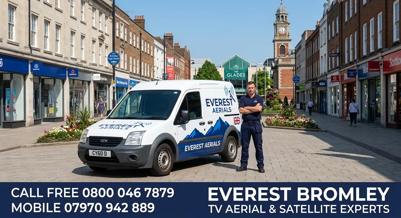 Everest Aerials van and engineer in Bromley - TV aerial and satellite experts