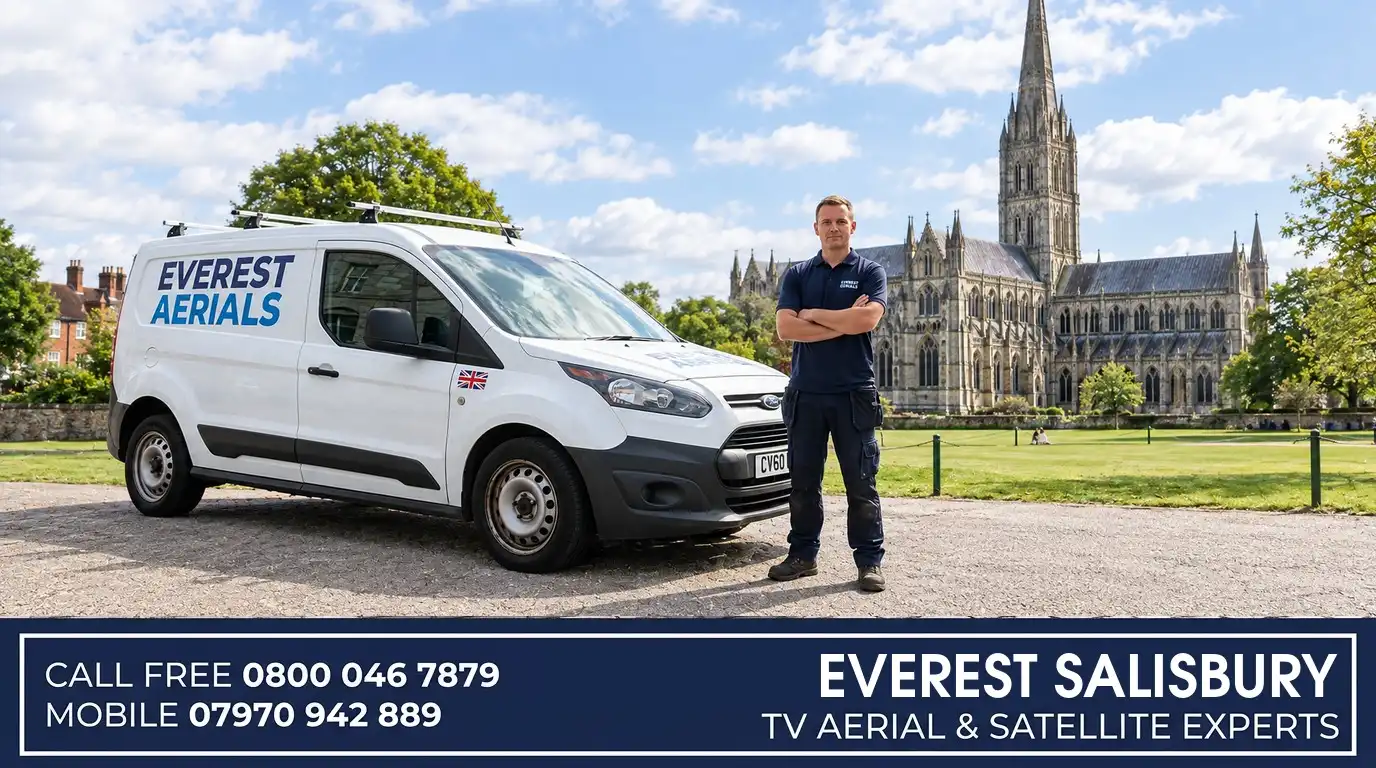 Everest Aerials van and engineer in Salisbury - TV aerial and satellite experts