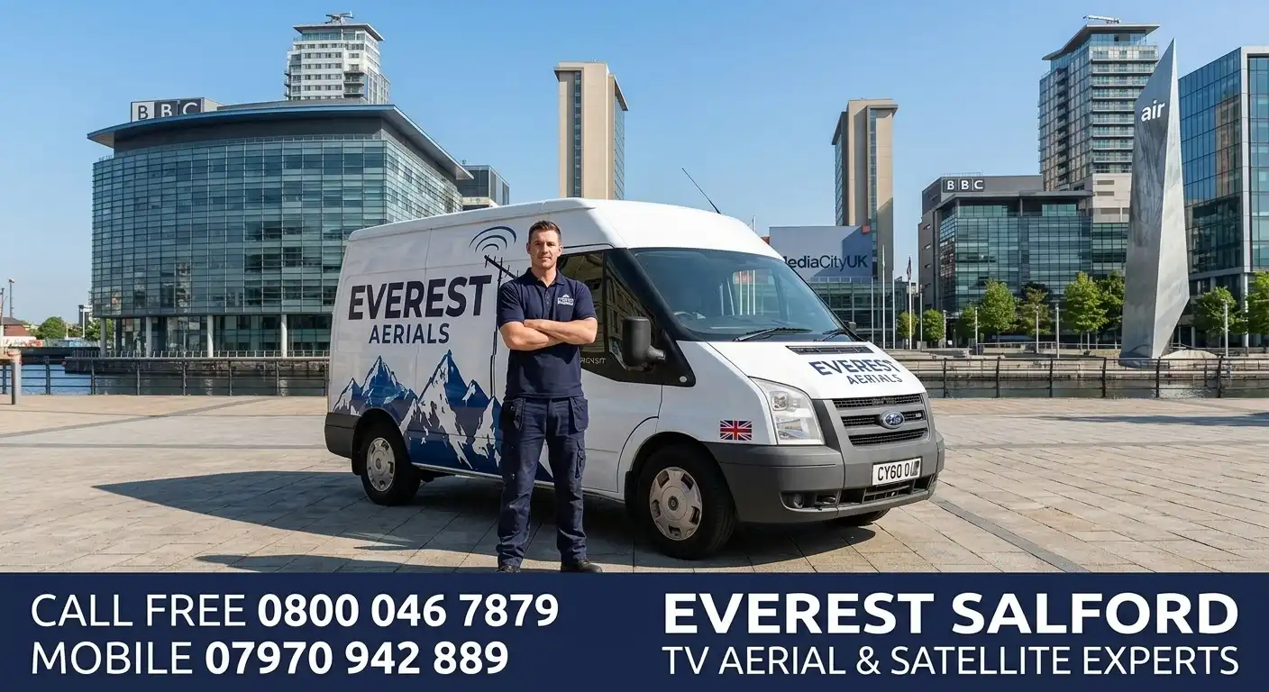 Everest Aerials van and engineer in Salford - TV aerial and satellite experts