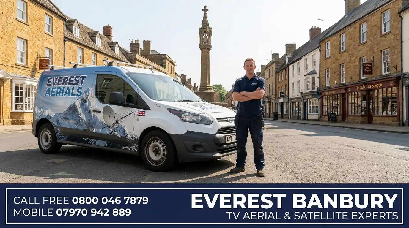 Everest Aerials van and engineer in Banbury - TV aerial and satellite experts
