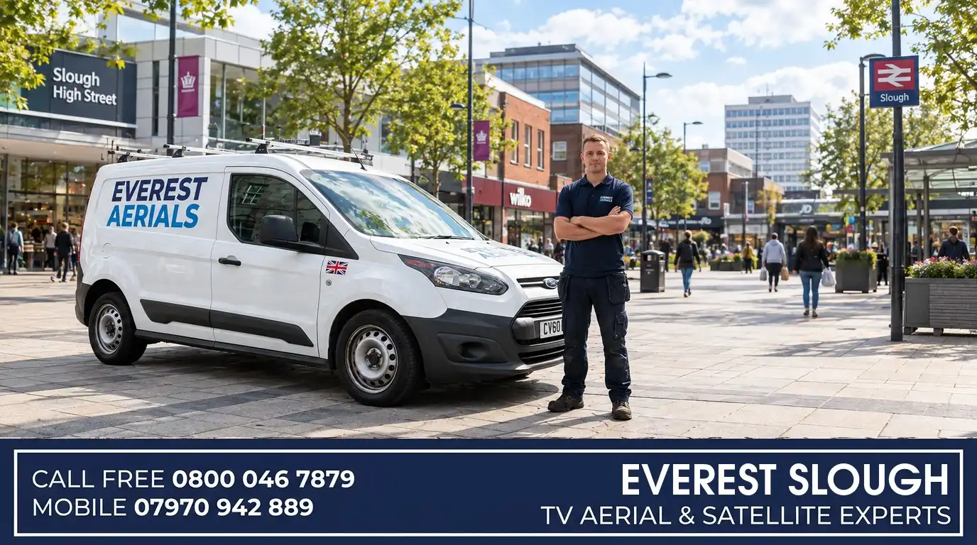 Everest Aerials van and engineer in Slough - TV aerial and satellite experts