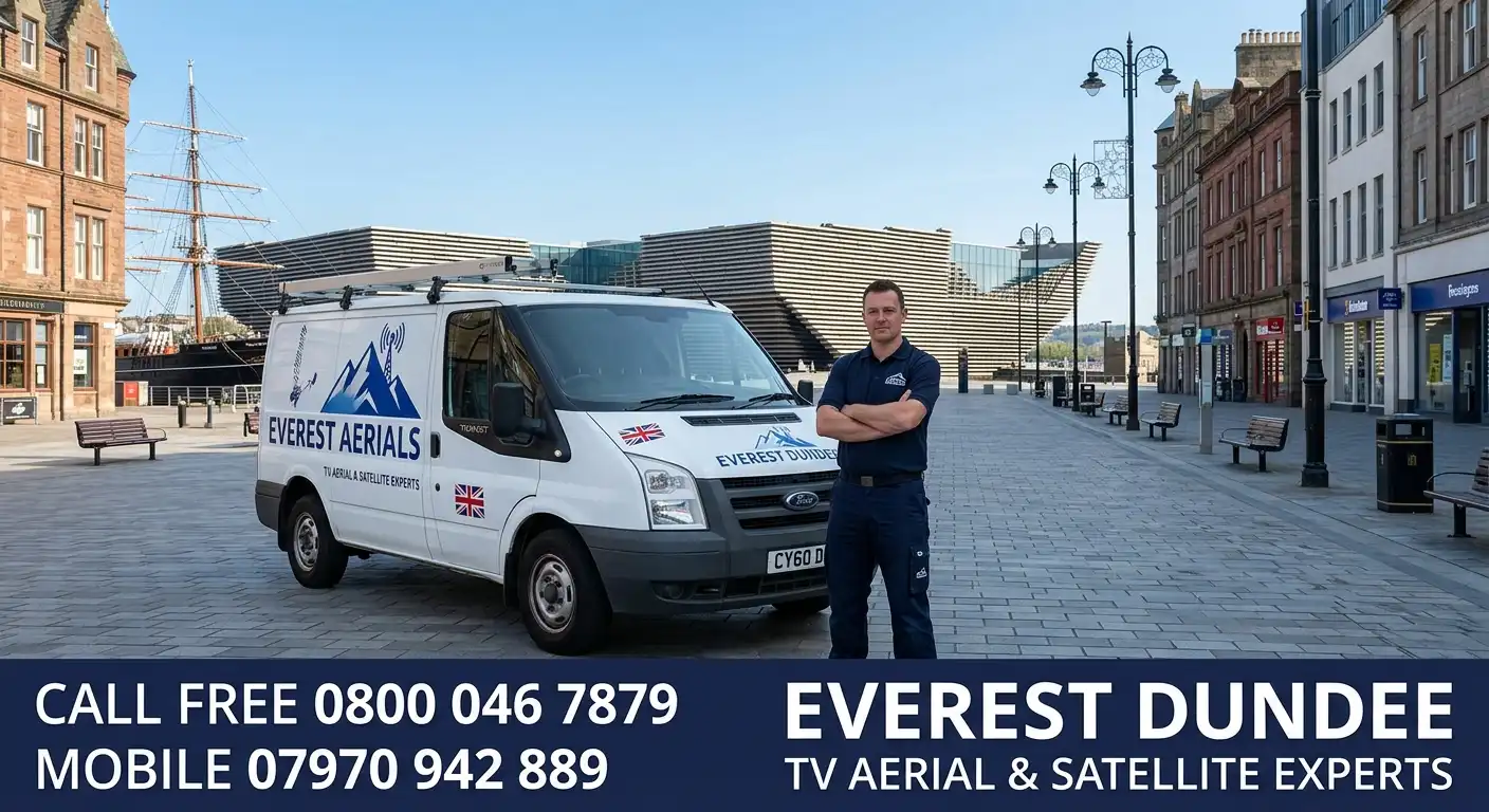 Everest Aerials van and engineer in Dundee - TV aerial and satellite experts