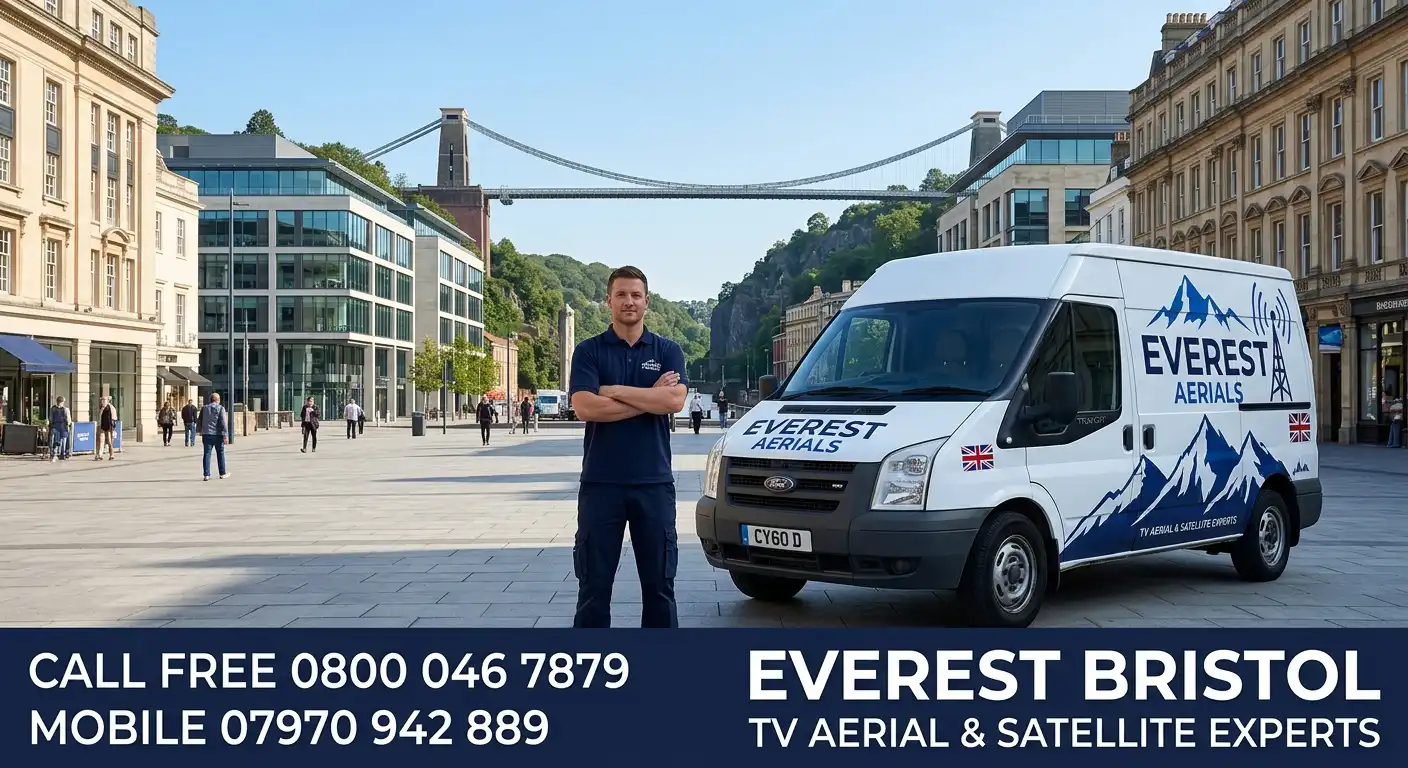 Everest Aerials van and engineer in Bristol - TV aerial and satellite experts