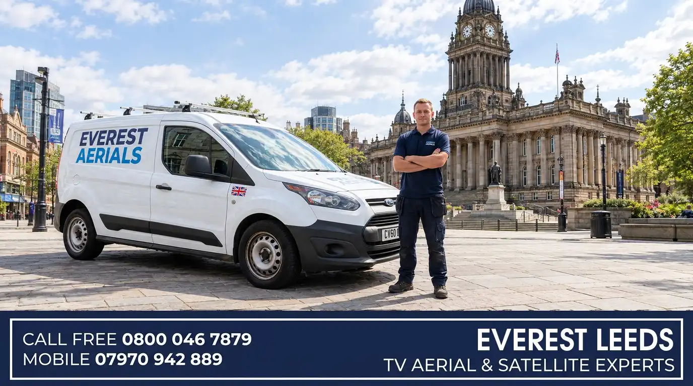 Everest Aerials van and engineer in Leeds - TV aerial and satellite experts