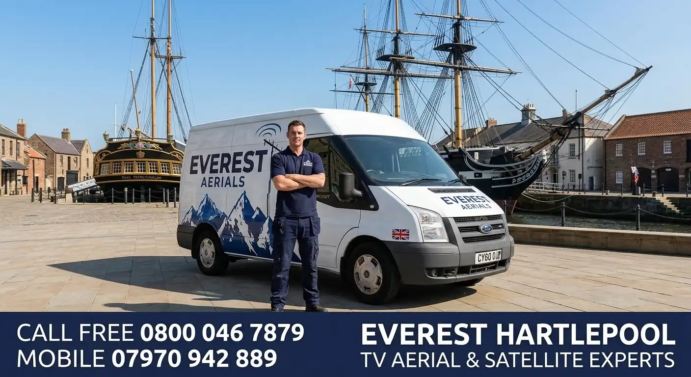Everest Aerials van and engineer in Hartlepool - TV aerial and satellite experts