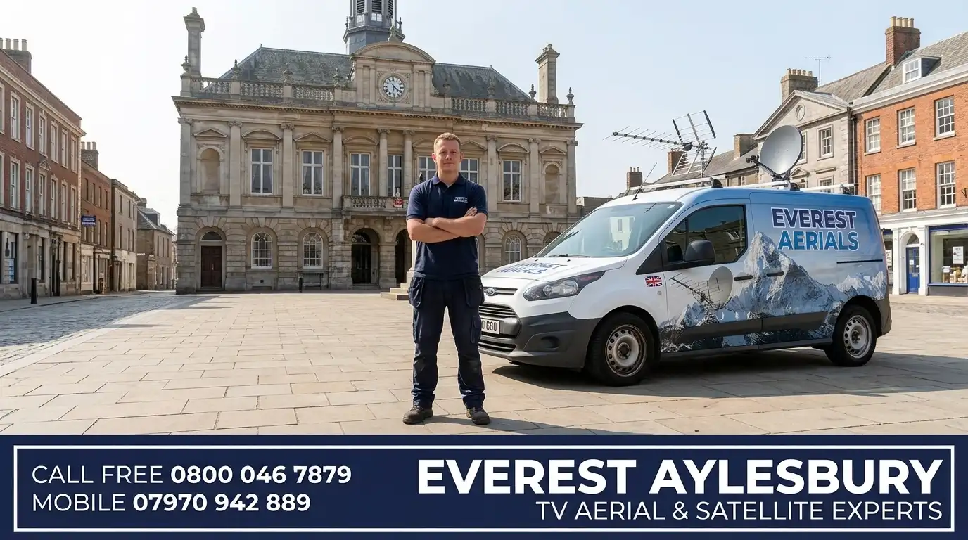 Everest Aerials van and engineer in Aylesbury - TV aerial and satellite experts
