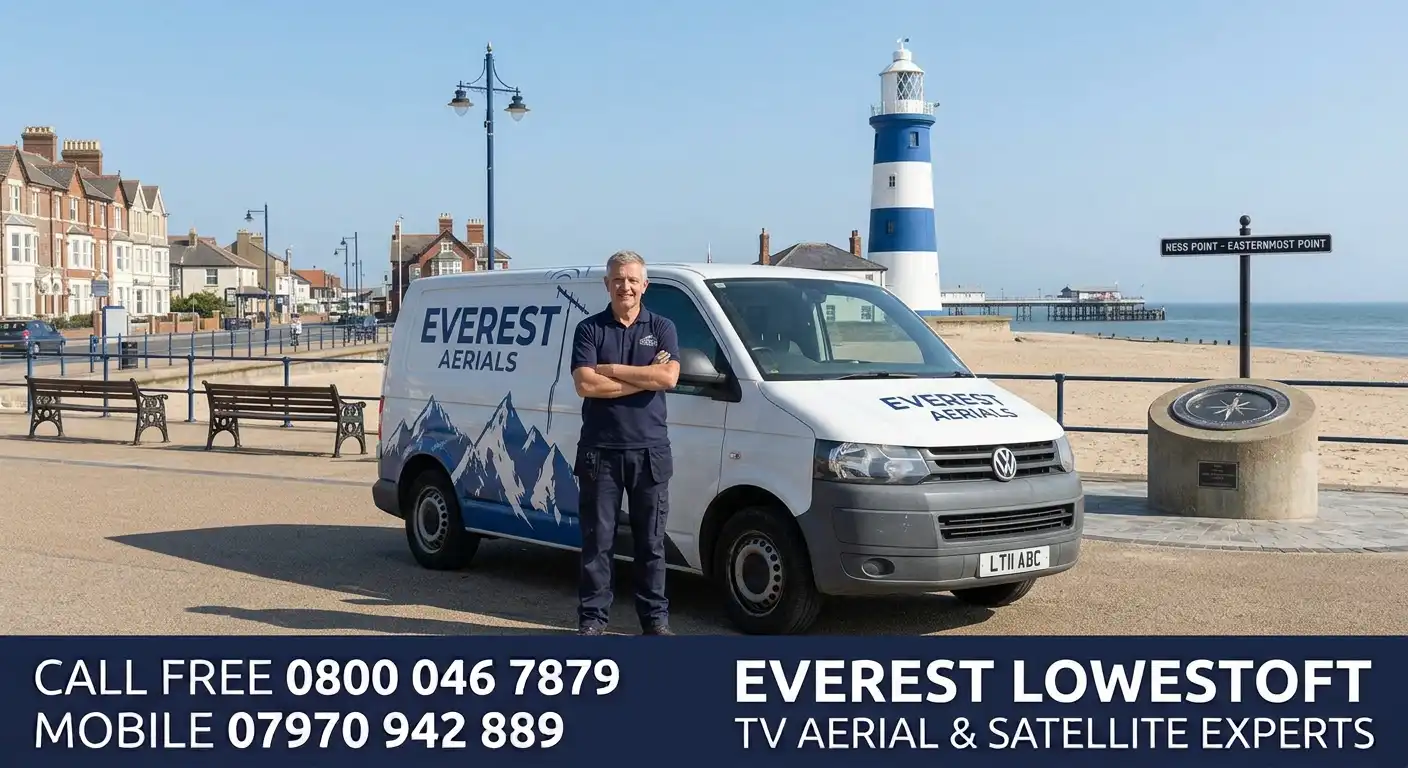 Everest Aerials van and engineer in Lowestoft - TV aerial and satellite experts