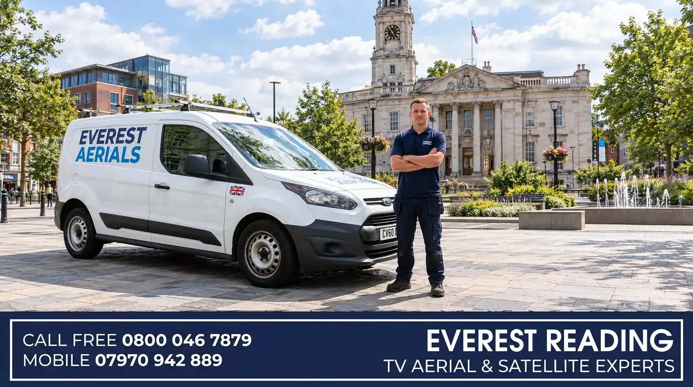 Everest Aerials van and engineer in Reading - TV aerial and satellite experts