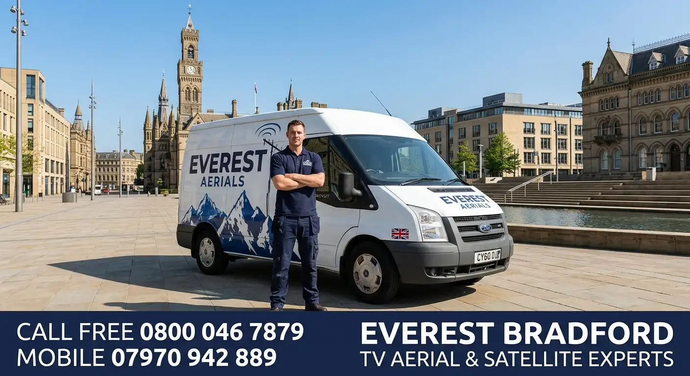 Everest Aerials van and engineer in Bradford - TV aerial and satellite experts