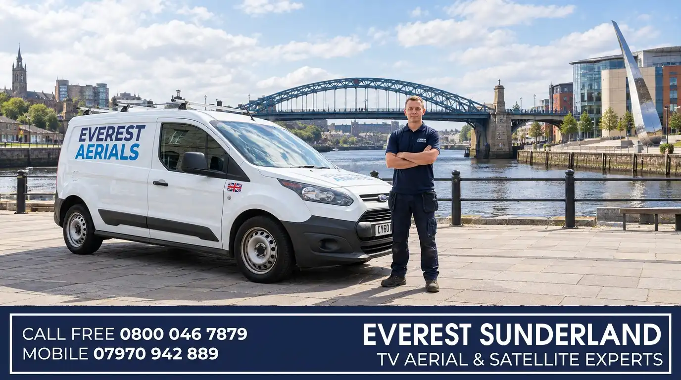 Everest Aerials van and engineer in Sunderland - TV aerial and satellite experts