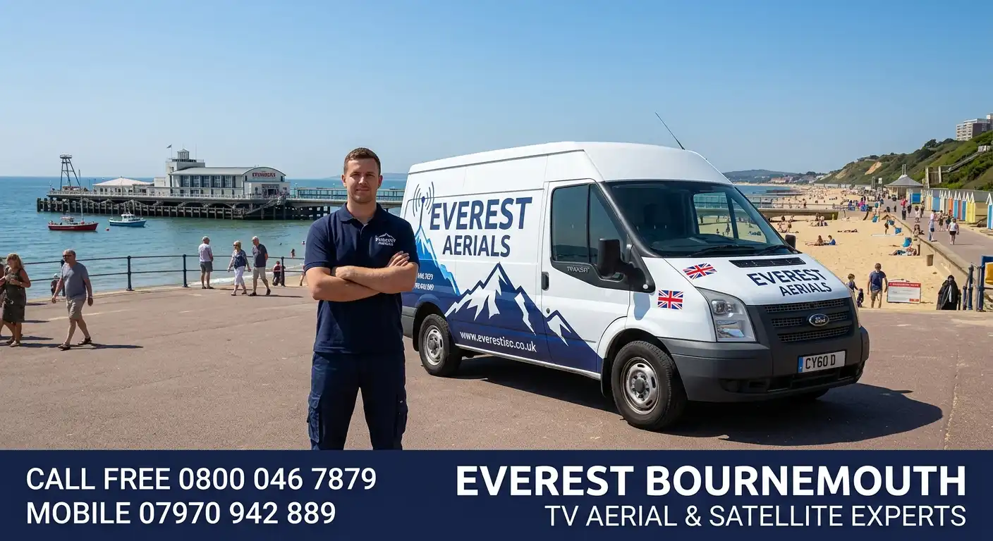 Everest Aerials van and engineer in Bournemouth - TV aerial and satellite experts