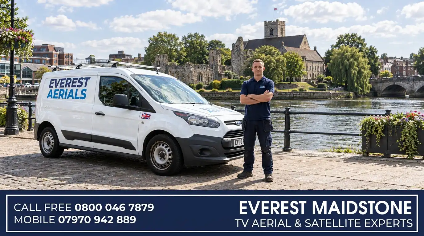 Everest Aerials van and engineer in Maidstone - TV aerial and satellite experts