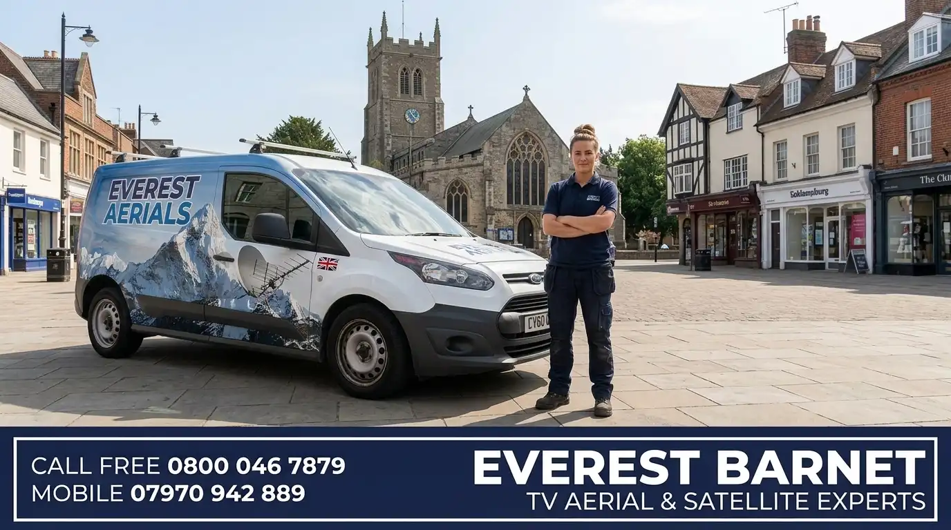 Everest Aerials van and engineer in Barnet - TV aerial and satellite experts