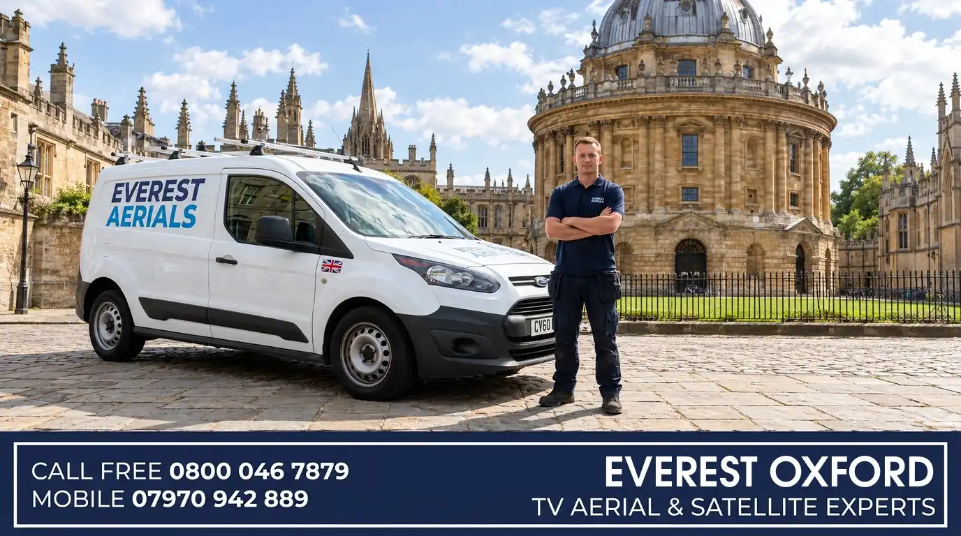 Everest Aerials van and engineer in Oxford - TV aerial and satellite experts