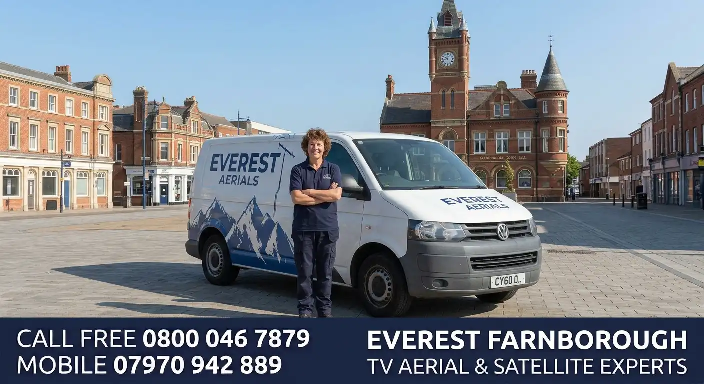 Everest Aerials van and engineer in Farnborough - TV aerial and satellite experts