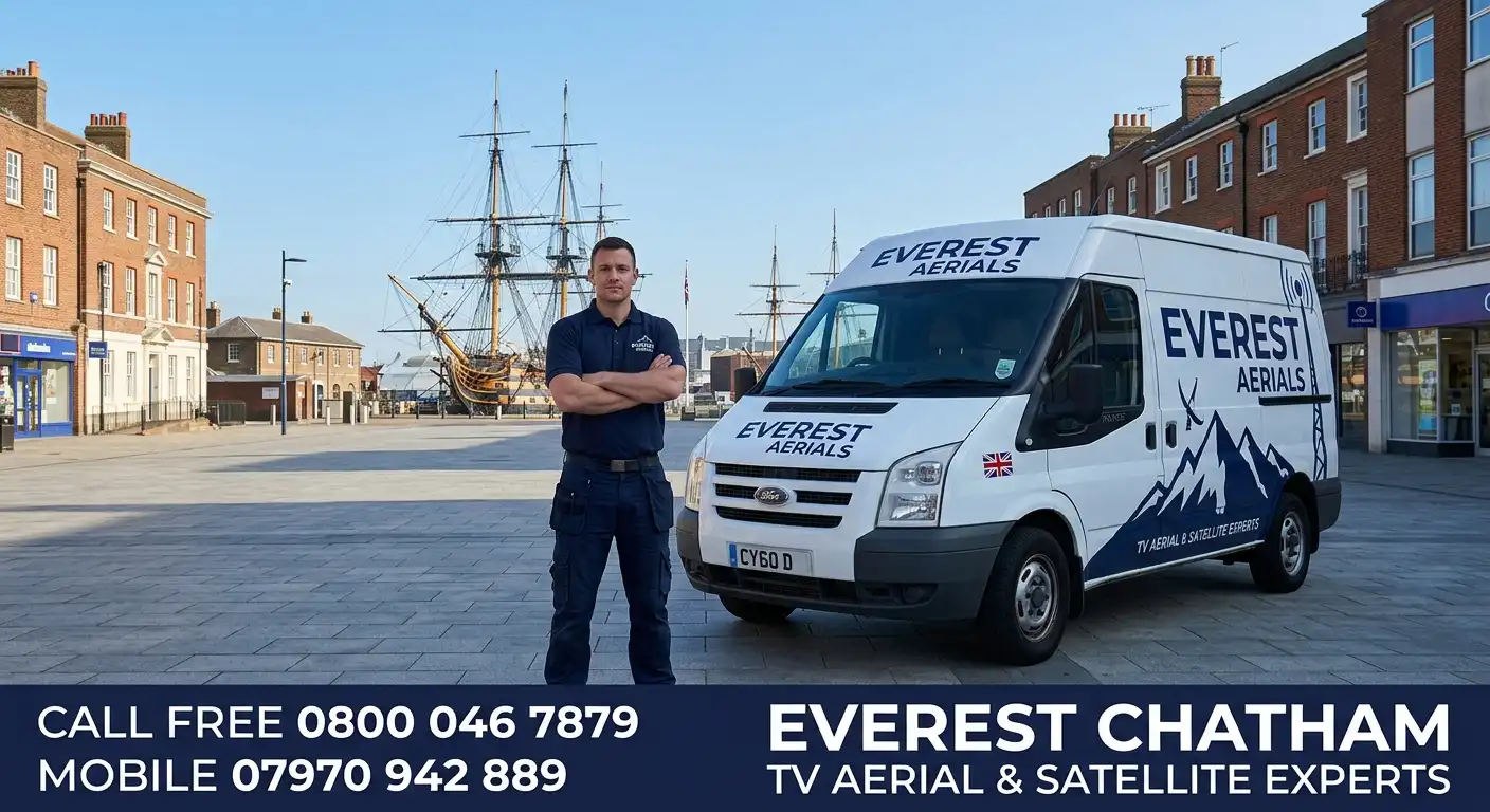 Everest Aerials van and engineer in Chatham - TV aerial and satellite experts