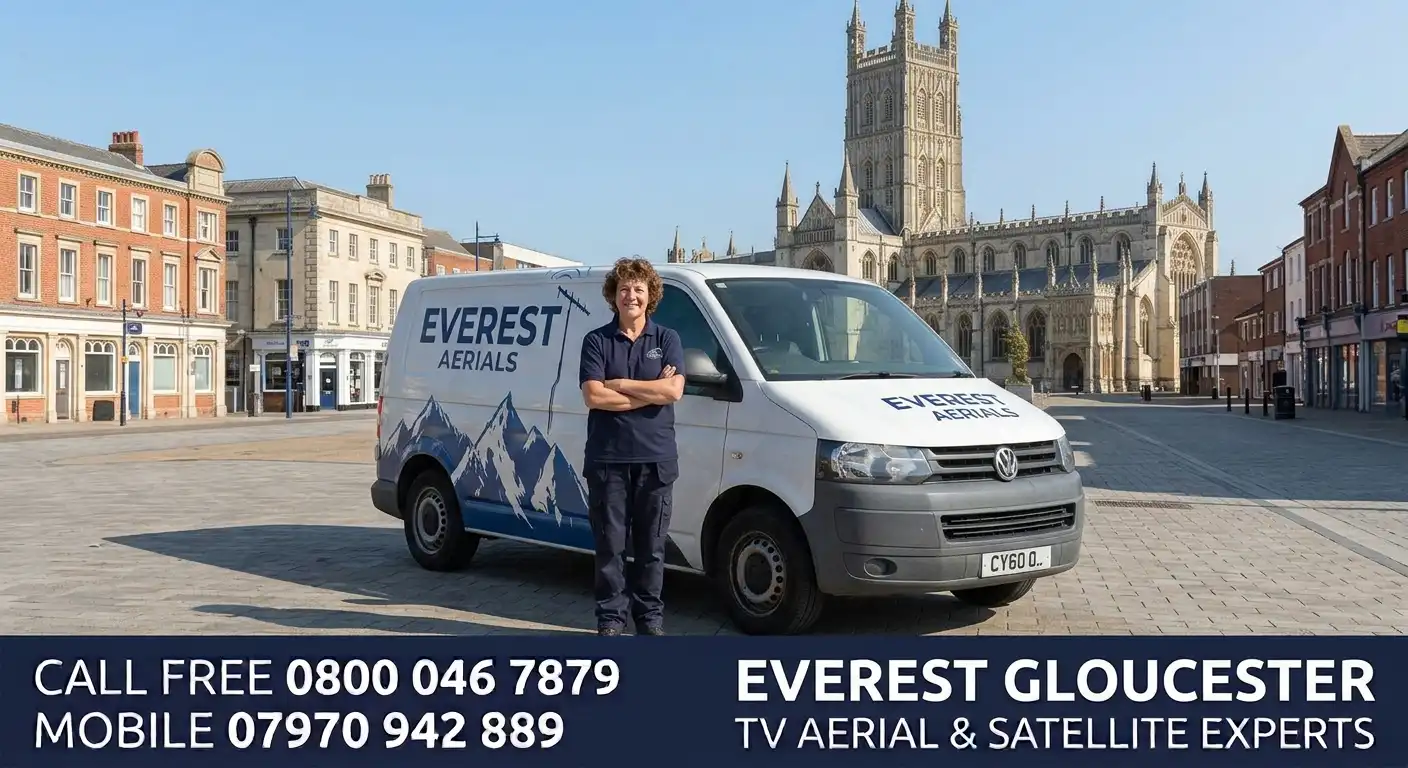 Everest Aerials van and engineer in Gloucester - TV aerial and satellite experts