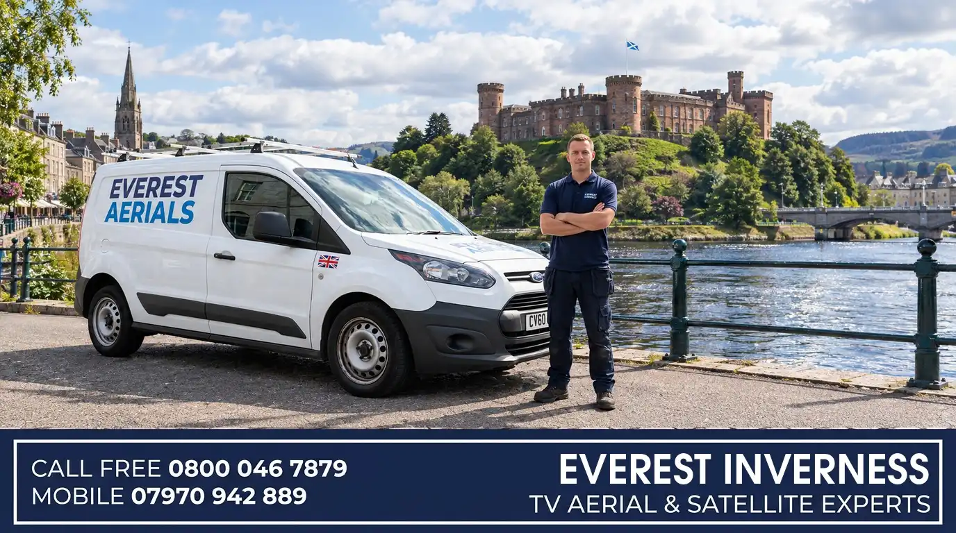 Everest Aerials van and engineer in Inverness - TV aerial and satellite experts