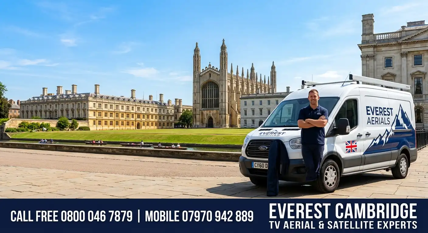 Everest Aerials van and engineer in Cambridge - TV aerial and satellite experts