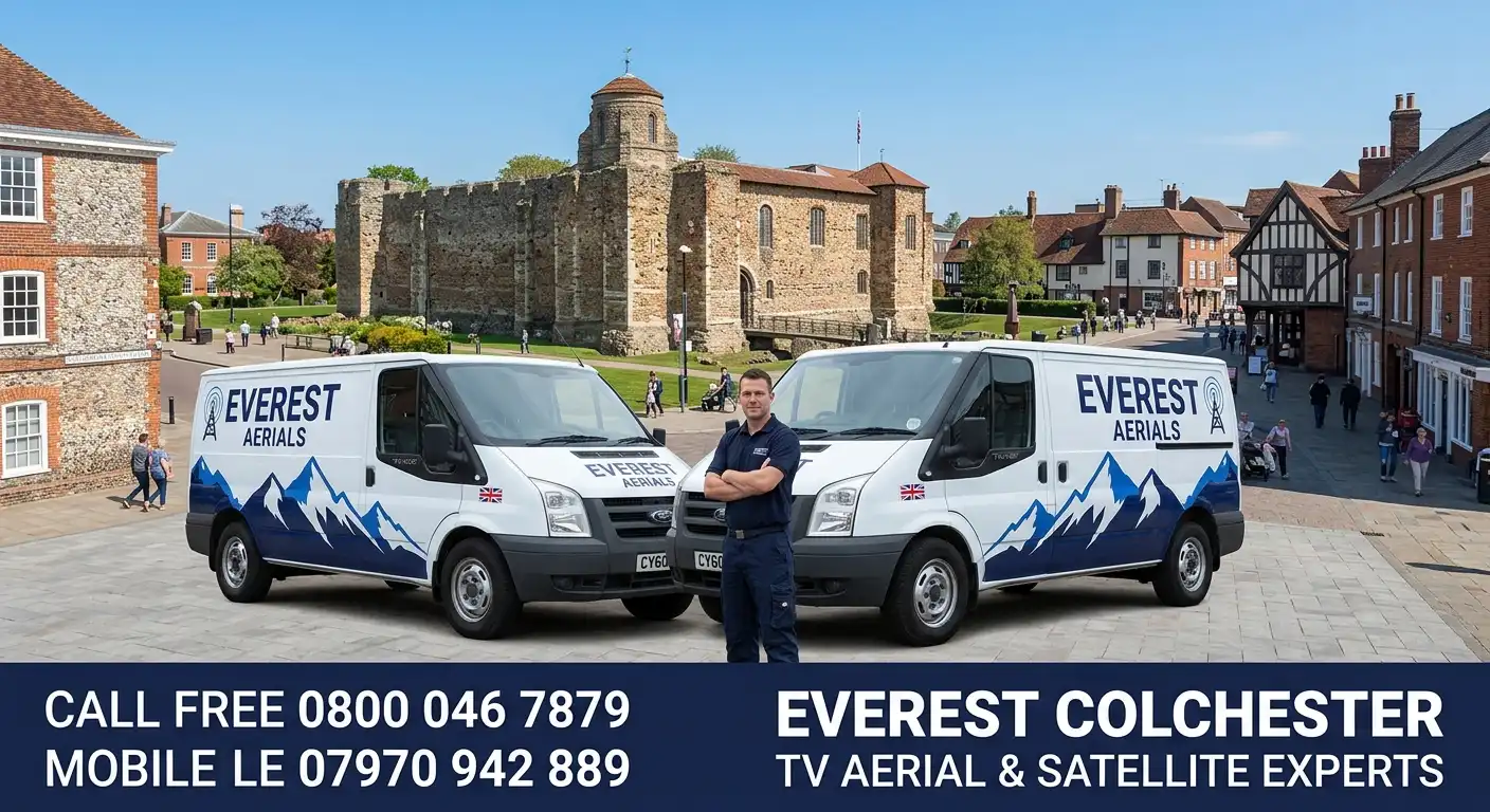 Everest Aerials van and engineer in Colchester - TV aerial and satellite experts