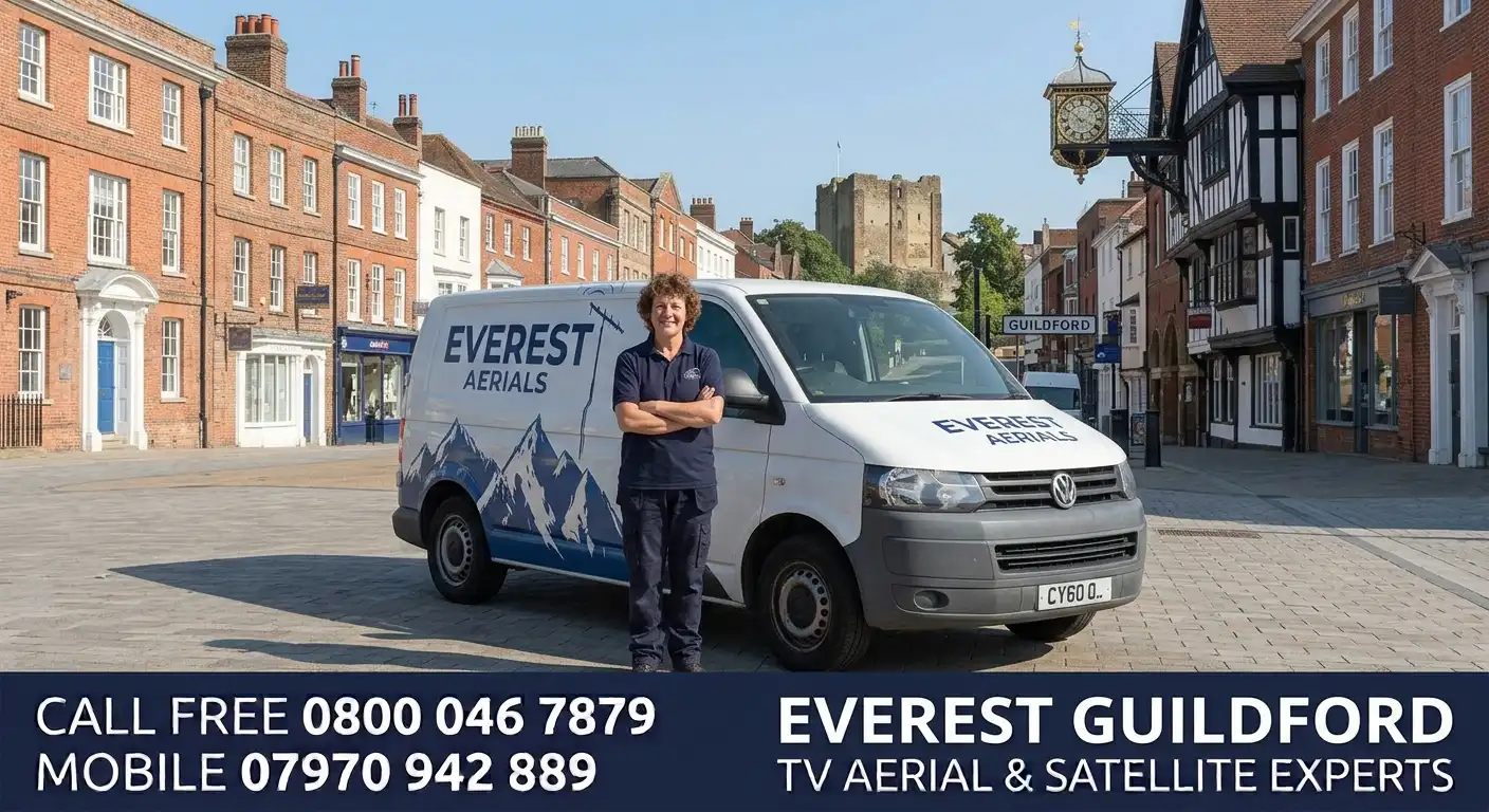 Everest Aerials van and engineer in Guildford - TV aerial and satellite experts