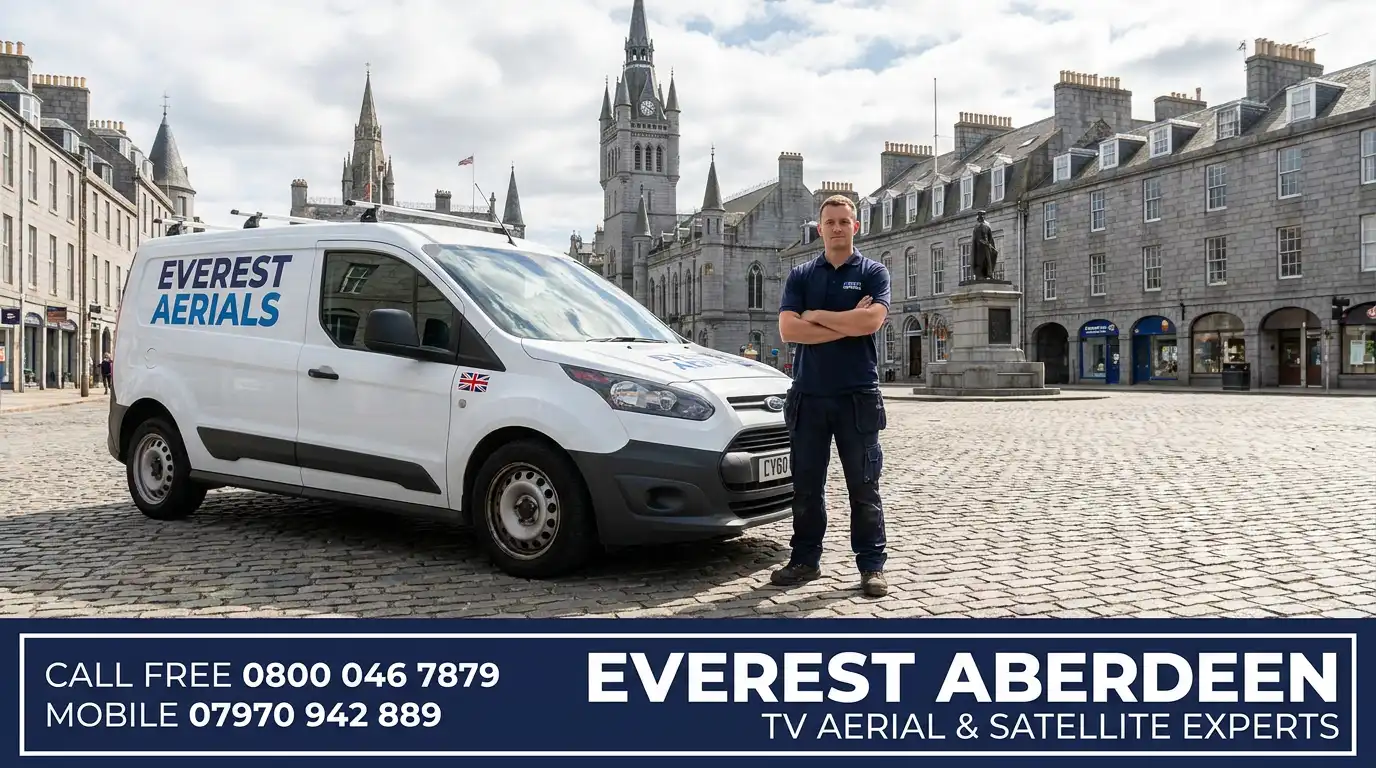 Everest Aerials van and engineer in Aberdeen - TV aerial and satellite experts