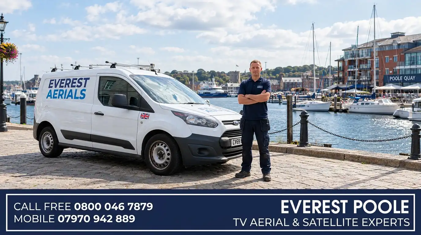 Everest Aerials van and engineer in Poole - TV aerial and satellite experts