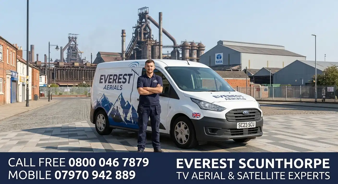 Everest Aerials van and engineer in Scunthorpe - TV aerial and satellite experts