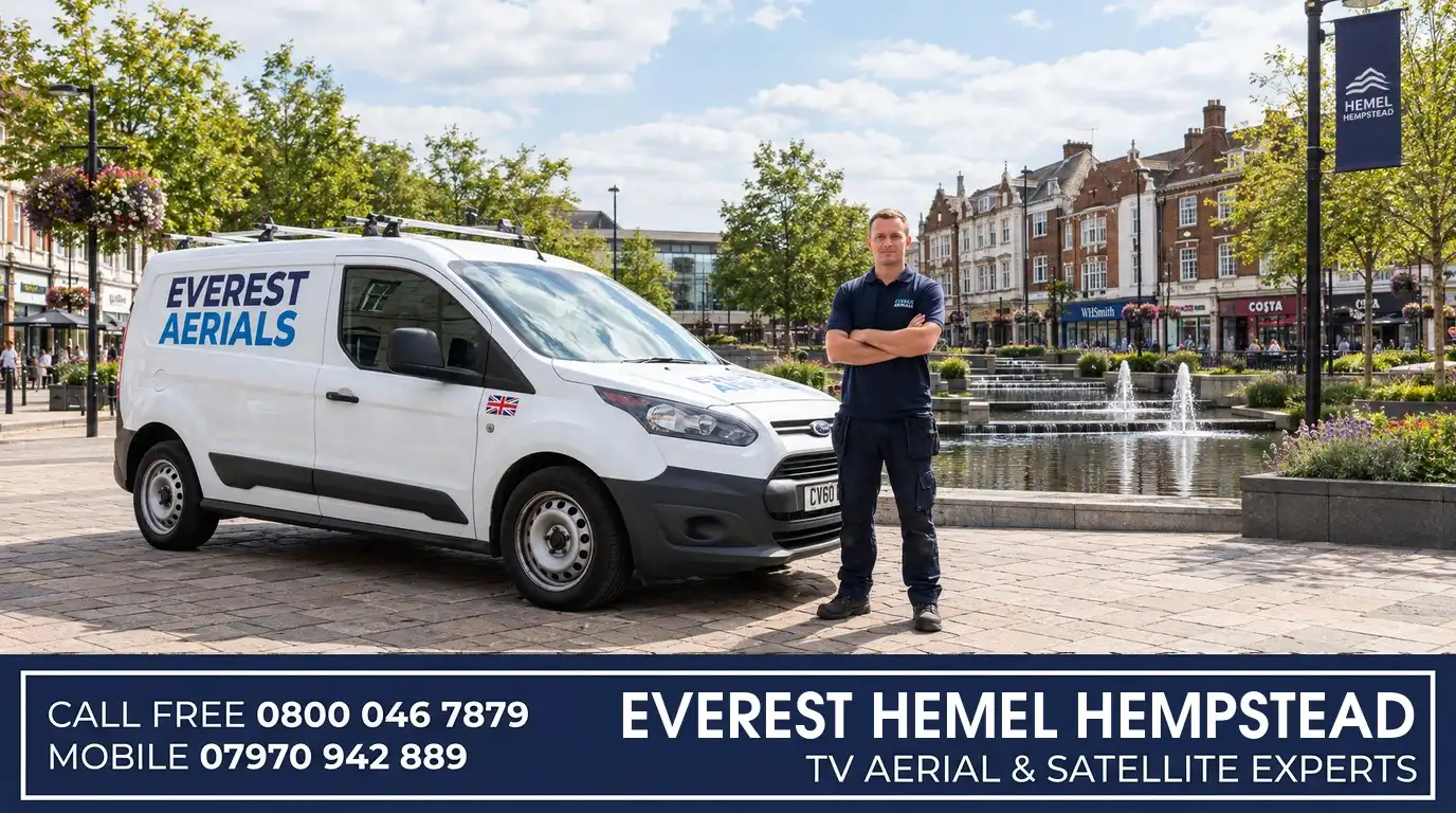 Everest Aerials van and engineer in Hemel Hempstead - TV aerial and satellite experts