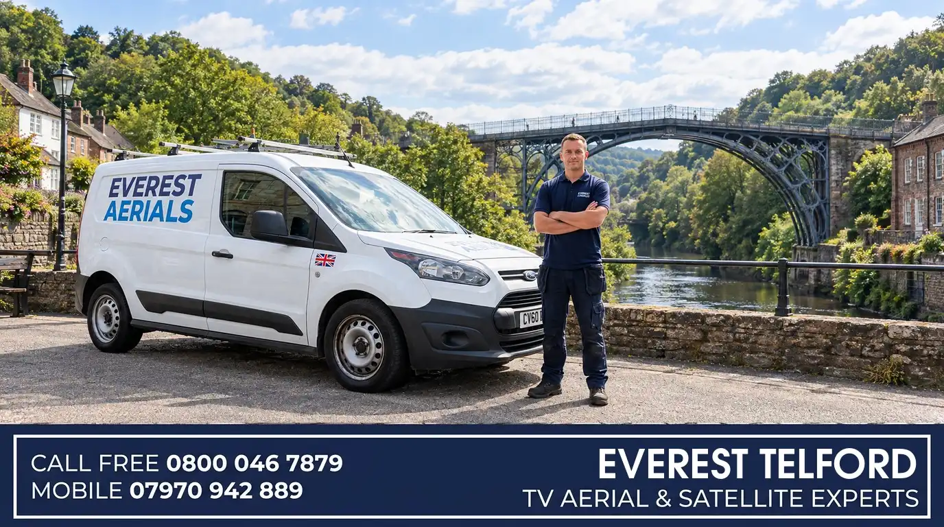 Everest Aerials van and engineer in Telford - TV aerial and satellite experts