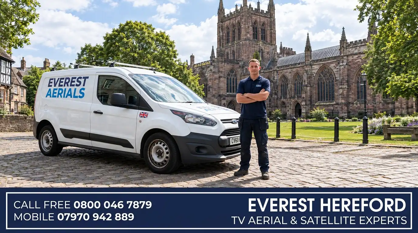Everest Aerials van and engineer in Hereford - TV aerial and satellite experts