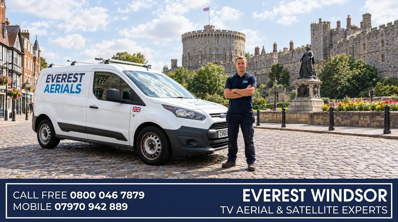 Everest Aerials van and engineer in Windsor - TV aerial and satellite experts