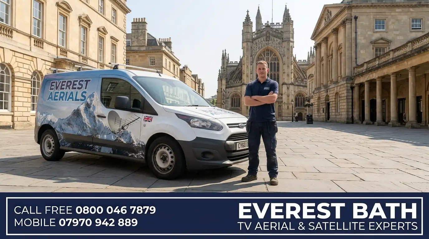 Everest Aerials van and engineer in Bath - TV aerial and satellite experts