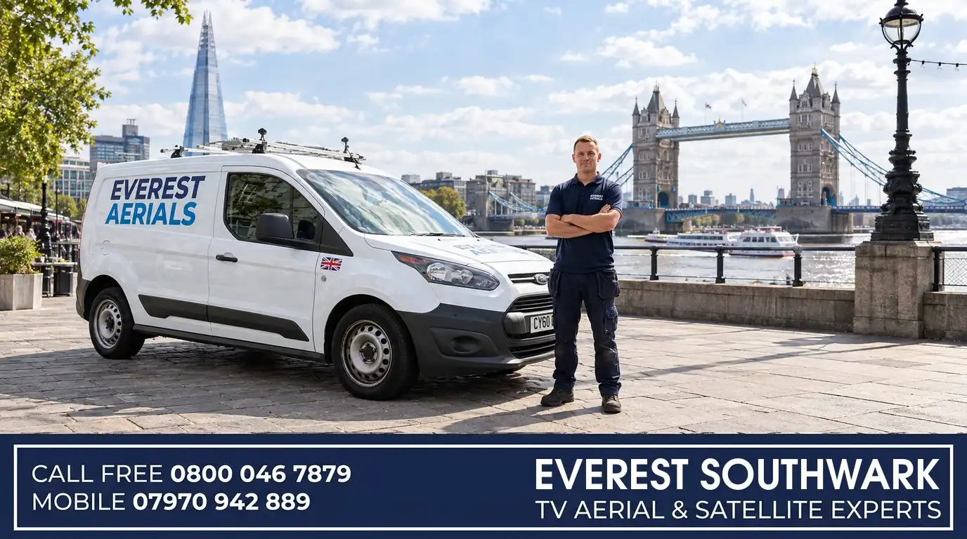 Everest Aerials van and engineer in Southwark - TV aerial and satellite experts