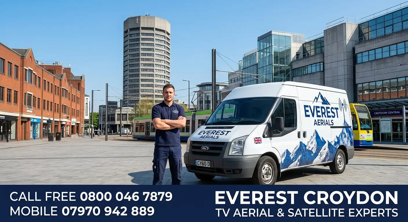 Everest Aerials van and engineer in Croydon - TV aerial and satellite experts