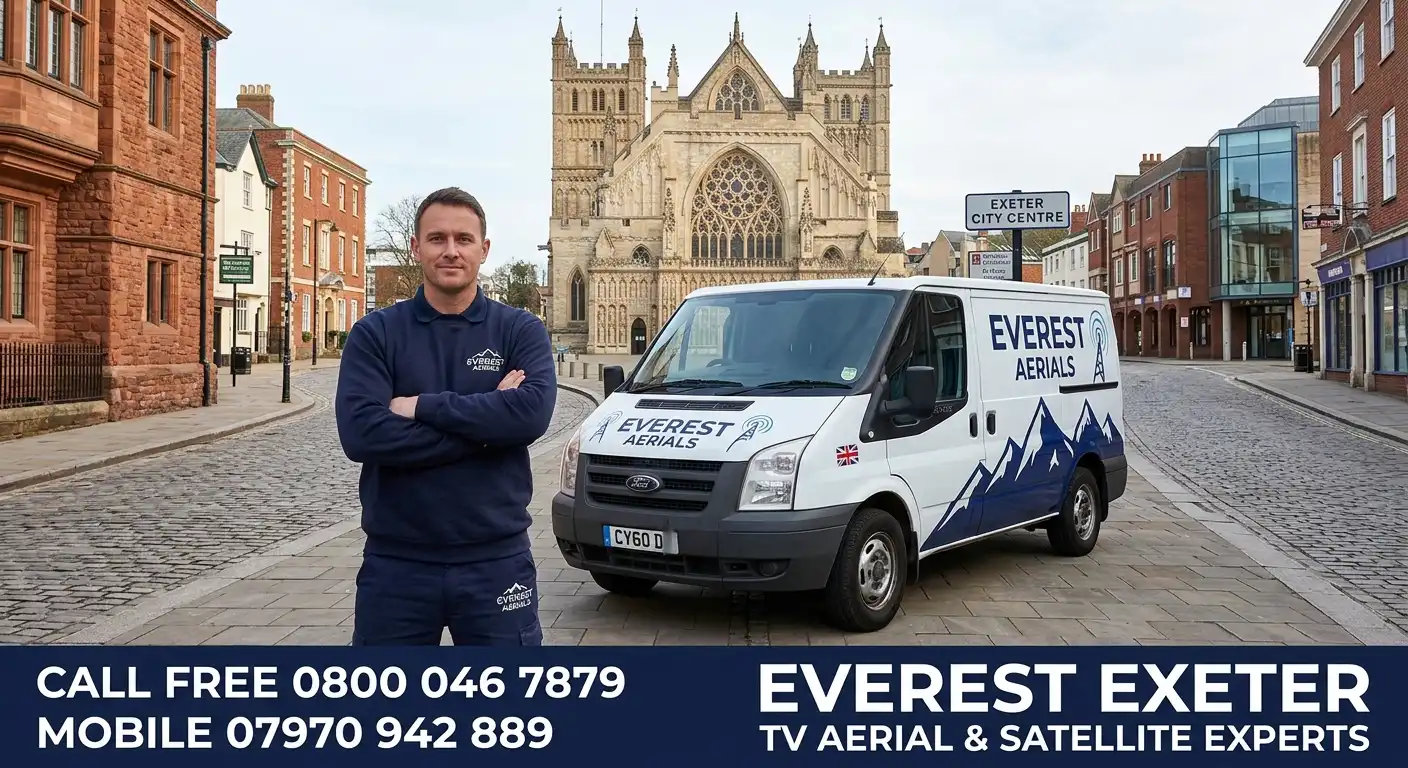 Everest Aerials van and engineer in Exeter - TV aerial and satellite experts