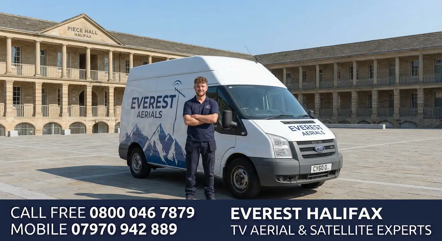 Everest Aerials van and engineer in Halifax - TV aerial and satellite experts