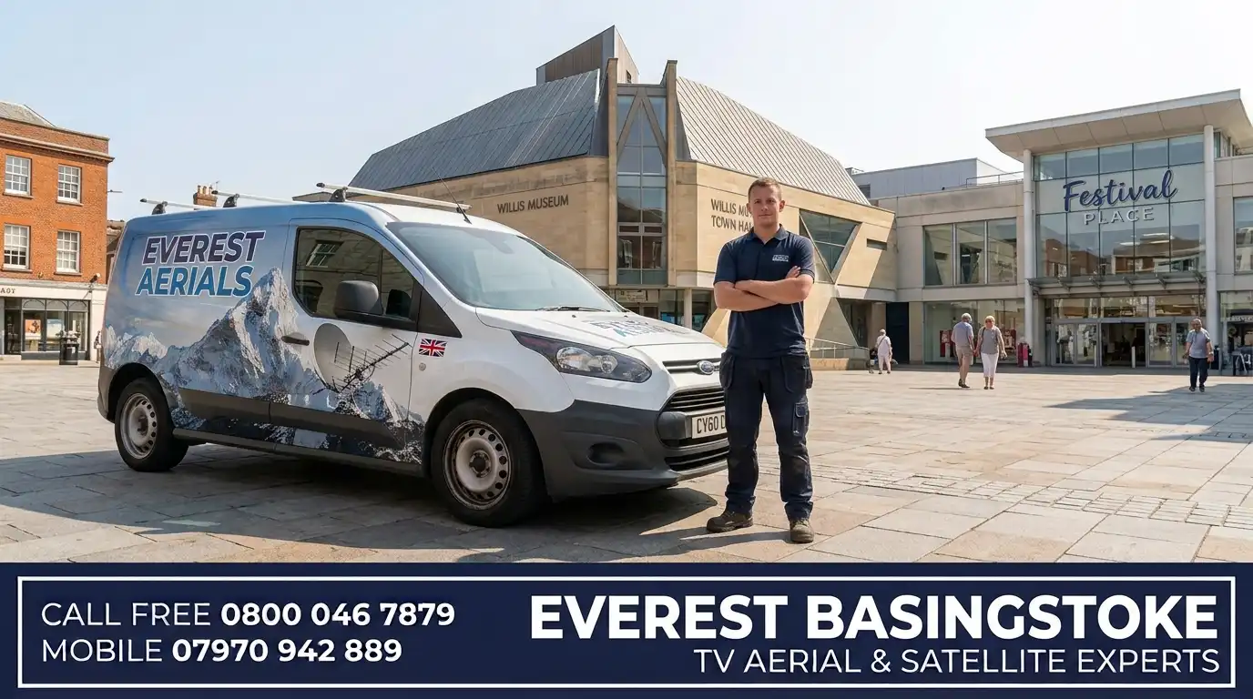 Everest Aerials van and engineer in Basingstoke - TV aerial and satellite experts