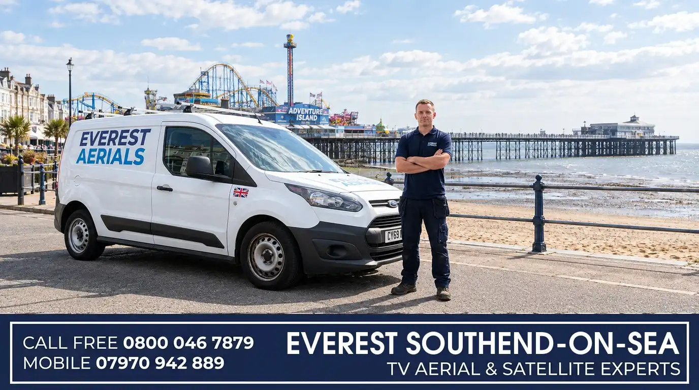 Everest Aerials van and engineer in Southend-on-Sea - TV aerial and satellite experts