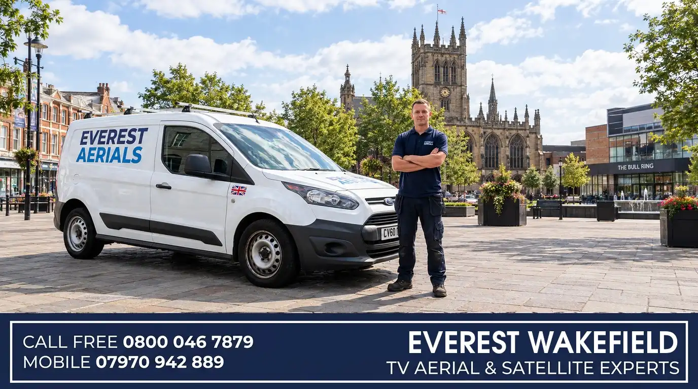 Everest Aerials van and engineer in Wakefield - TV aerial and satellite experts