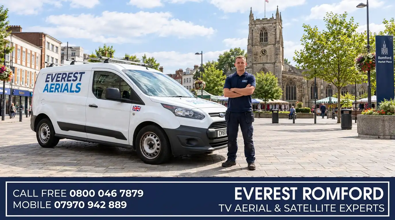 Everest Aerials van and engineer in Romford - TV aerial and satellite experts