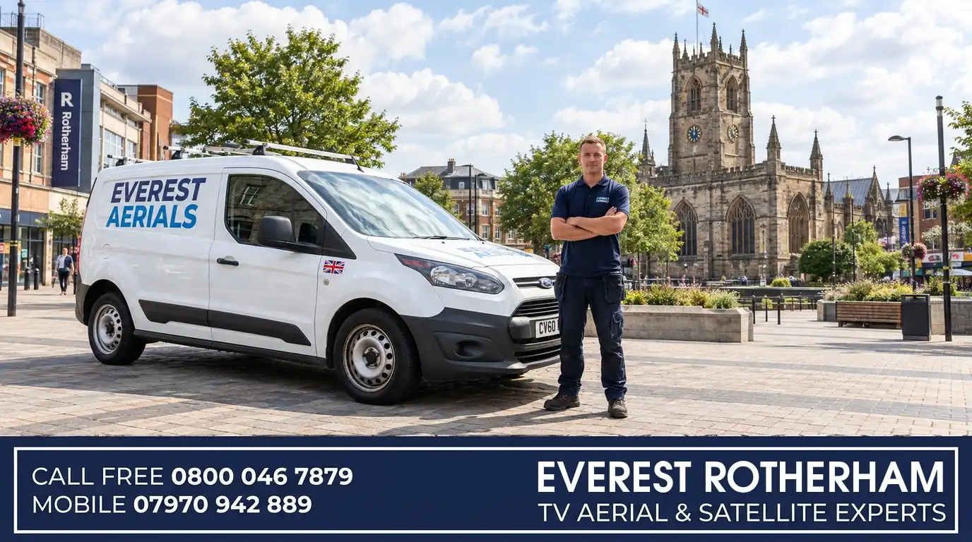 Everest Aerials van and engineer in Rotherham - TV aerial and satellite experts