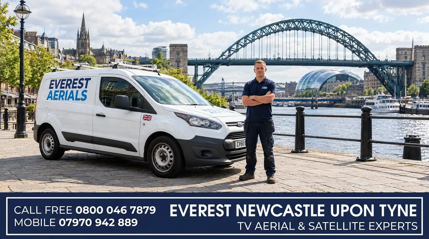 Everest Aerials van and engineer in Newcastle - TV aerial and satellite experts