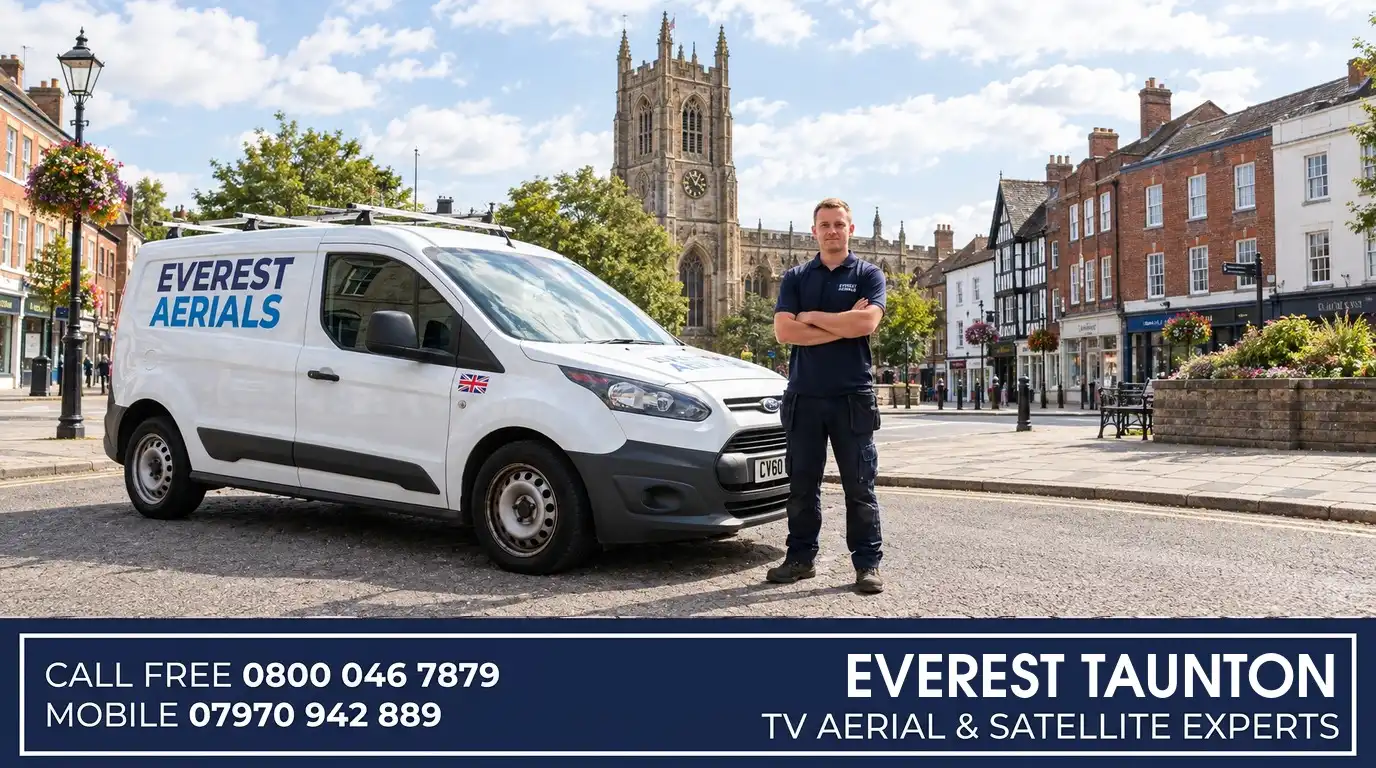 Everest Aerials van and engineer in Taunton - TV aerial and satellite experts