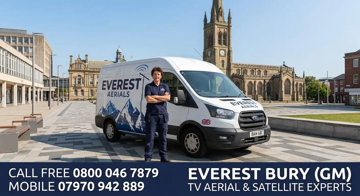 Everest Aerials van and engineer in Bury - TV aerial and satellite experts