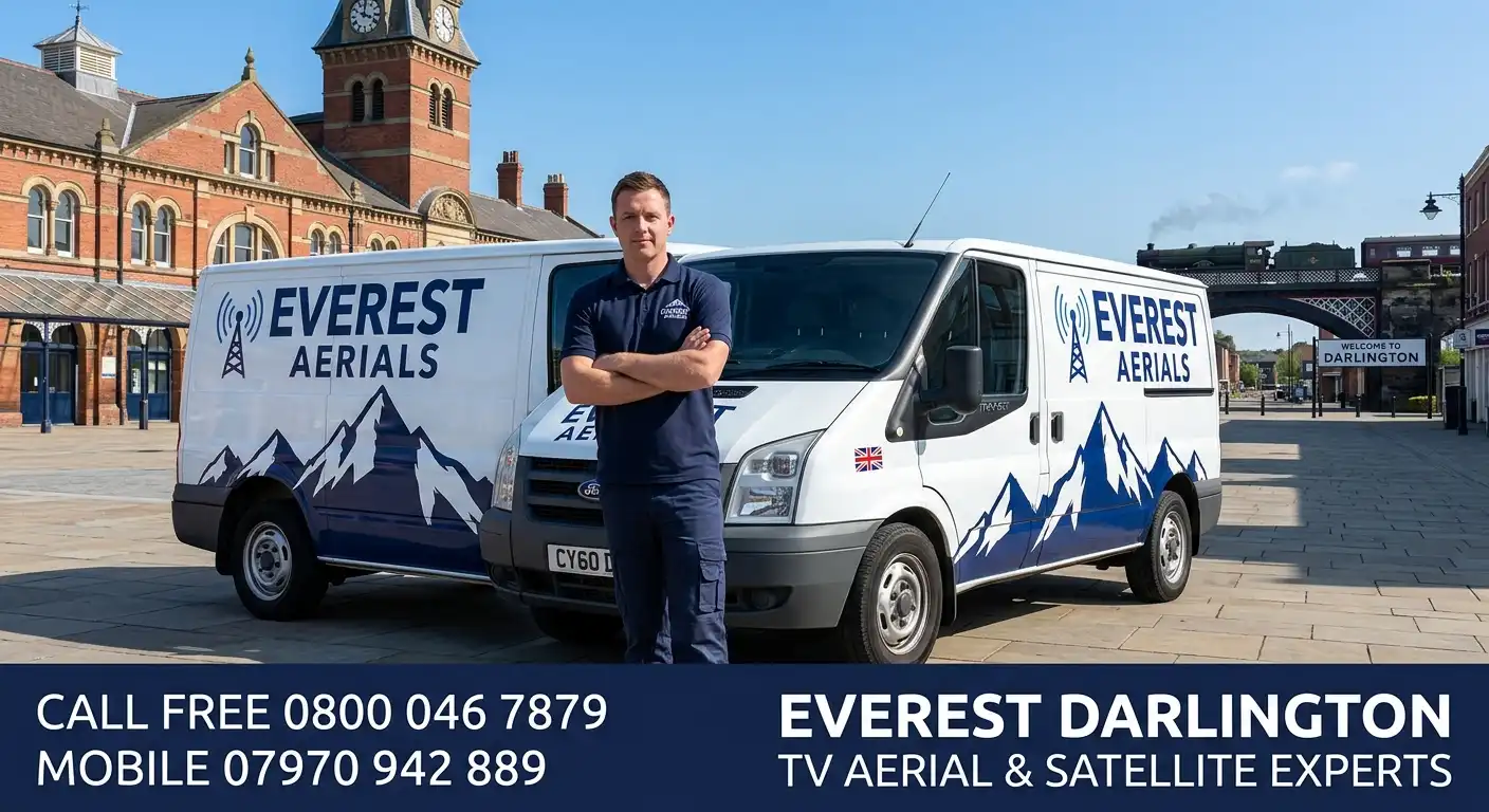 Everest Aerials van and engineer in Darlington - TV aerial and satellite experts