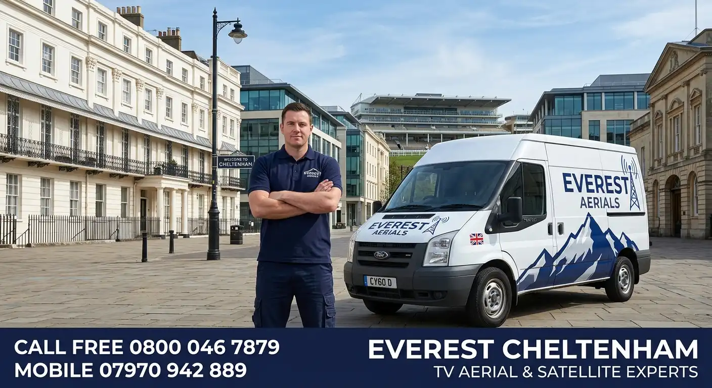 Everest Aerials van and engineer in Cheltenham - TV aerial and satellite experts