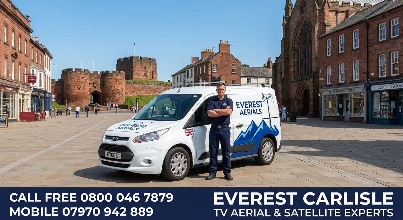 Everest Aerials van and engineer in Carlisle - TV aerial and satellite experts