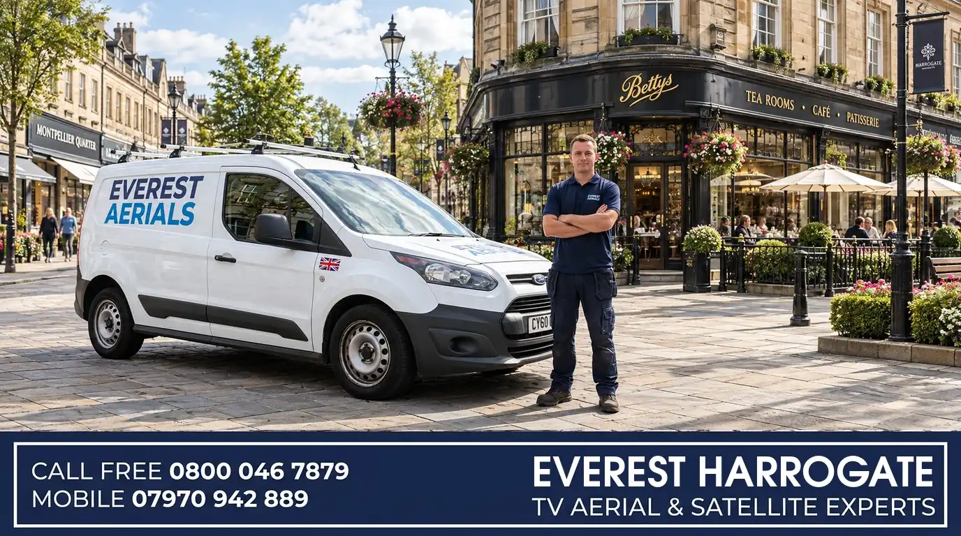 Everest Aerials van and engineer in Harrogate - TV aerial and satellite experts